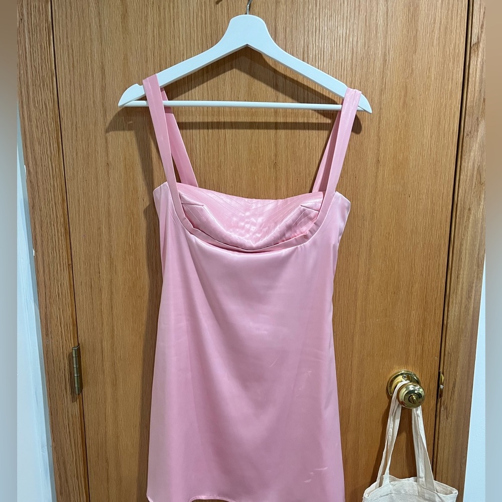 Pink Satin Mini Dress